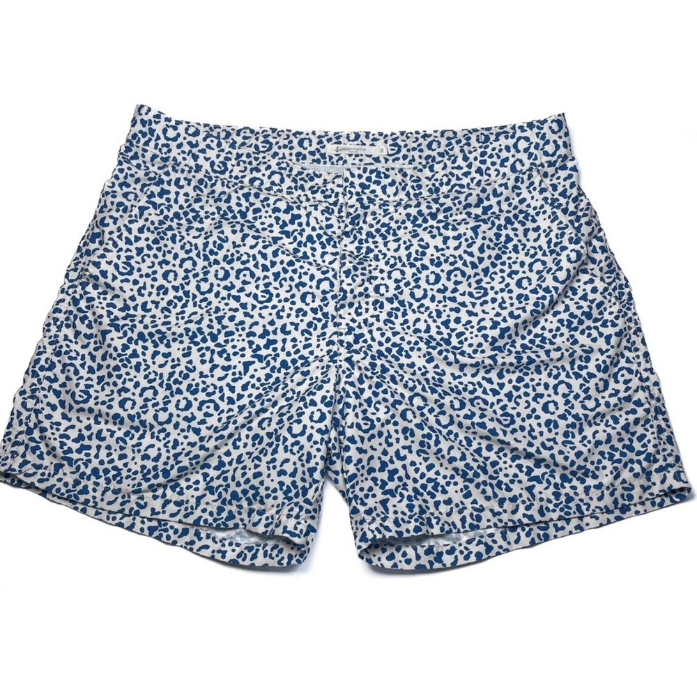 Retromarine Men's XL Leopard Print Swim Shorts Pockets 5" Inseam Retro Trunks